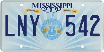 MS license plate LNY542