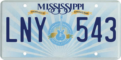 MS license plate LNY543