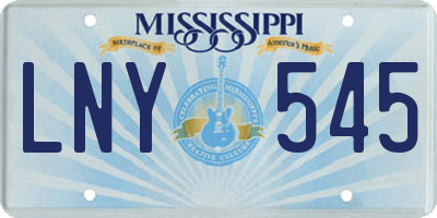 MS license plate LNY545