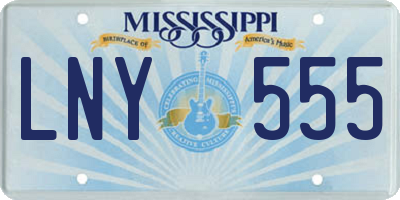 MS license plate LNY555