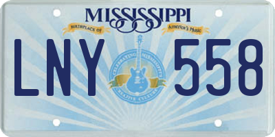 MS license plate LNY558
