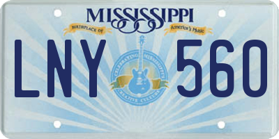 MS license plate LNY560