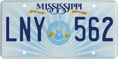 MS license plate LNY562