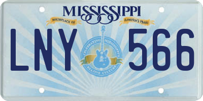 MS license plate LNY566