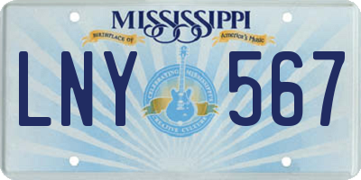 MS license plate LNY567