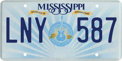 MS license plate LNY587