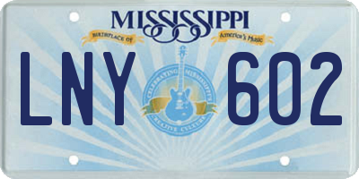 MS license plate LNY602