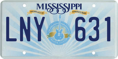 MS license plate LNY631