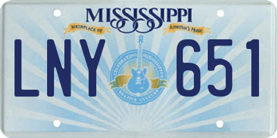 MS license plate LNY651