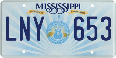 MS license plate LNY653