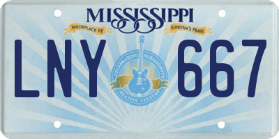 MS license plate LNY667