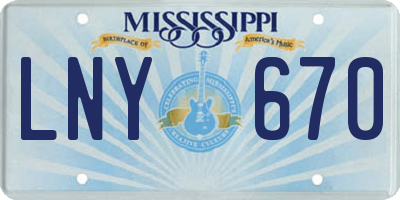 MS license plate LNY670