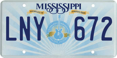 MS license plate LNY672