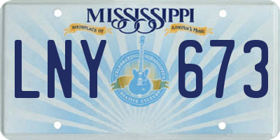 MS license plate LNY673
