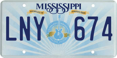 MS license plate LNY674