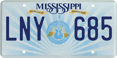 MS license plate LNY685