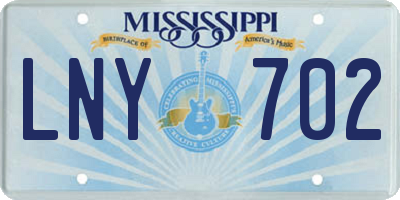 MS license plate LNY702