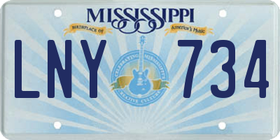 MS license plate LNY734