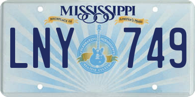 MS license plate LNY749