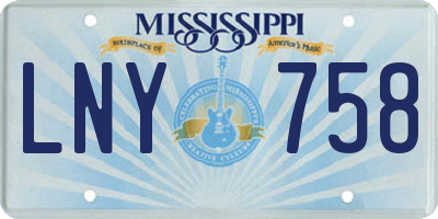 MS license plate LNY758