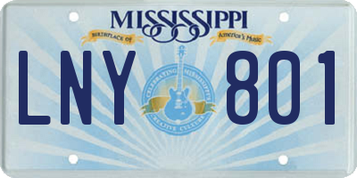 MS license plate LNY801