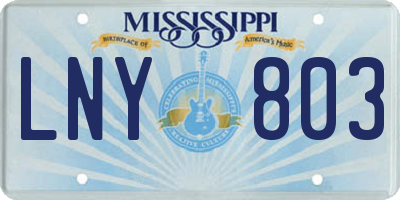 MS license plate LNY803