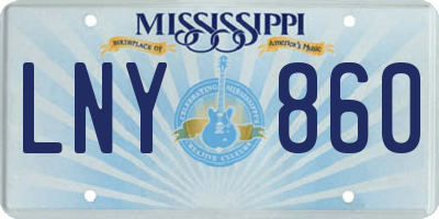 MS license plate LNY860