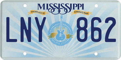 MS license plate LNY862