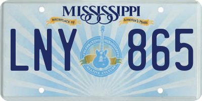 MS license plate LNY865