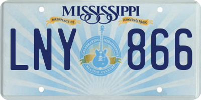 MS license plate LNY866
