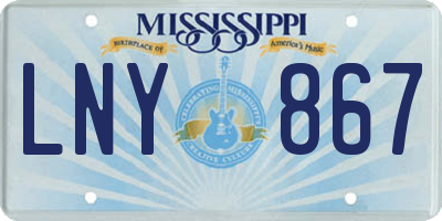 MS license plate LNY867