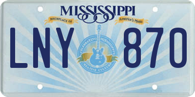 MS license plate LNY870