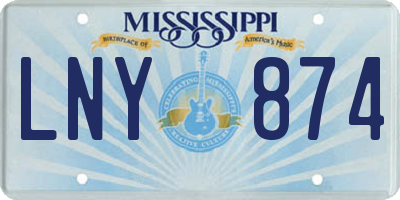 MS license plate LNY874