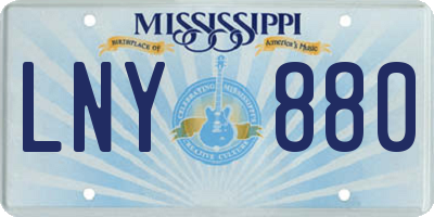 MS license plate LNY880
