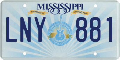 MS license plate LNY881