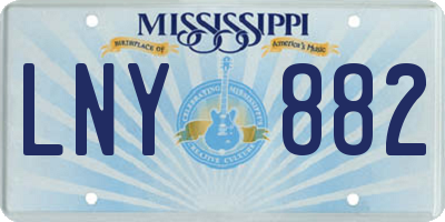 MS license plate LNY882