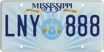 MS license plate LNY888