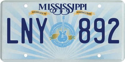 MS license plate LNY892
