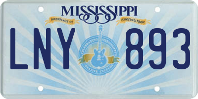 MS license plate LNY893