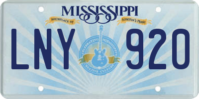 MS license plate LNY920