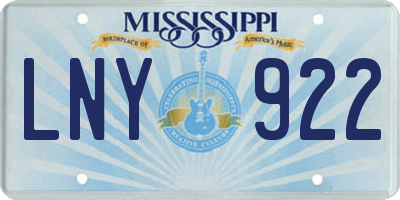 MS license plate LNY922