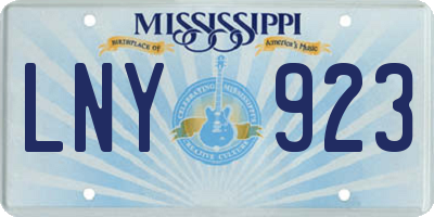 MS license plate LNY923