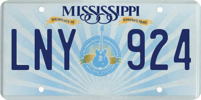 MS license plate LNY924