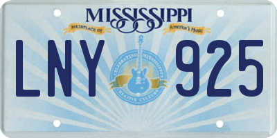 MS license plate LNY925