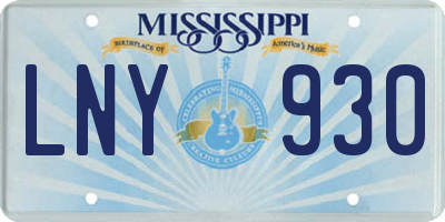 MS license plate LNY930