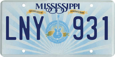 MS license plate LNY931