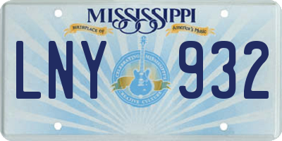 MS license plate LNY932