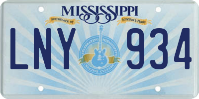 MS license plate LNY934