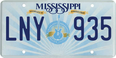 MS license plate LNY935