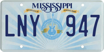 MS license plate LNY947